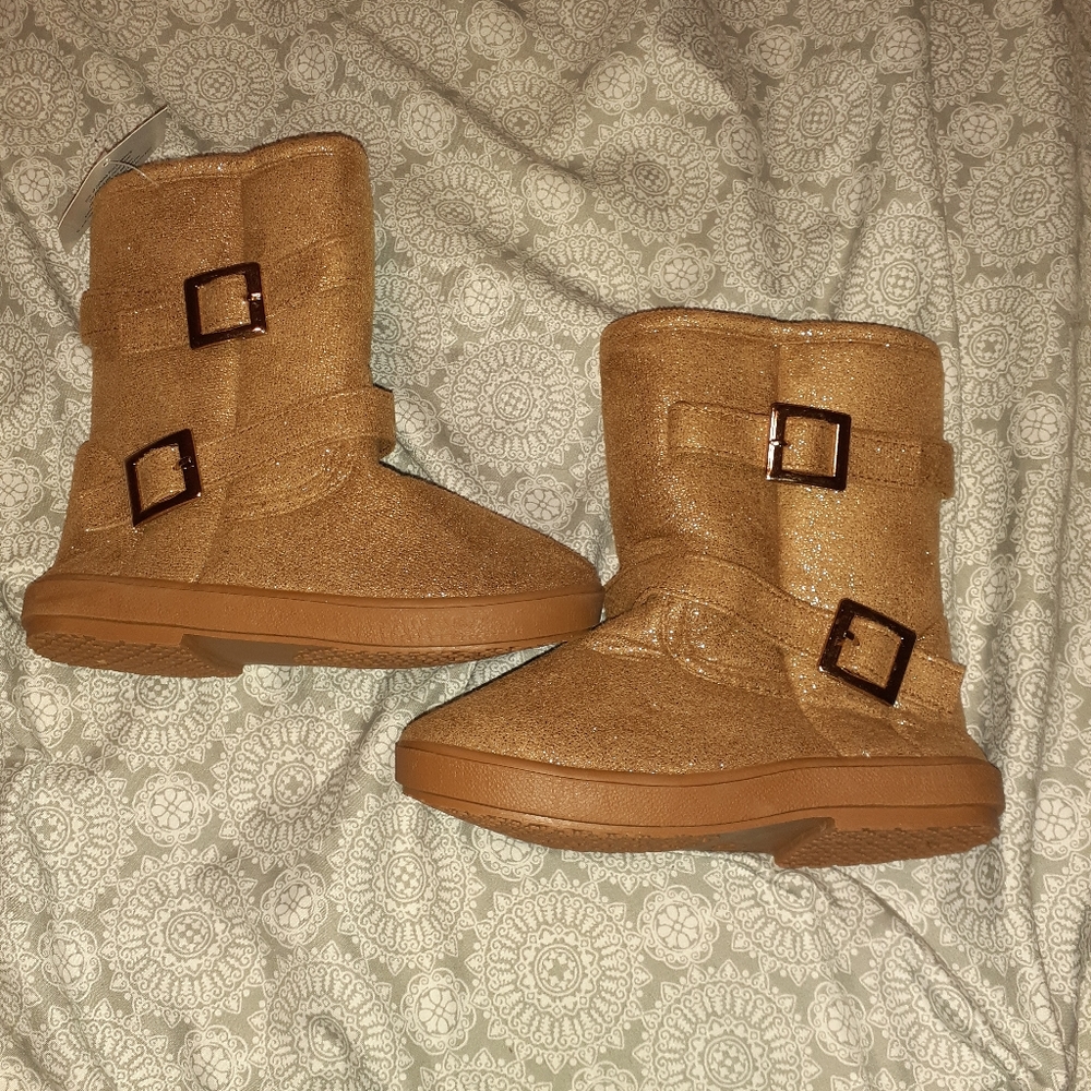 Tan glitter boots